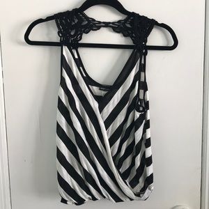 Black and White Surplice Tank